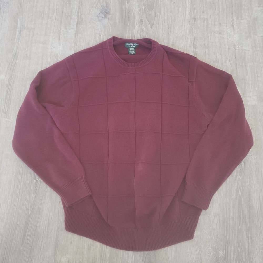 David‎ Taylor Collection Mens Long Sleeve Maroon Pullover Sweater Size Large